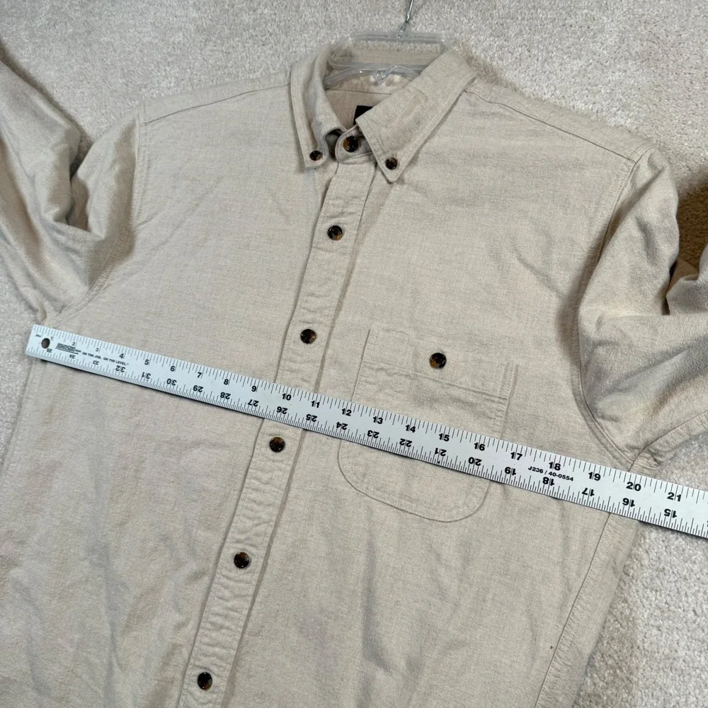 J Crew Mens Tan Button Down Shirt‎ with Suede Leather Elbow Patches Size Medium